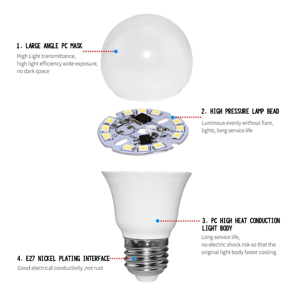 Светодиодная лампа E27 E14 6 шт. точечный светильник Диод cfl ампула SMD 2835 3 Вт 9 12 15 18 220 В