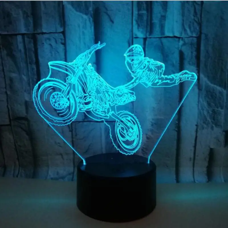 Новый мотоцикл 3d красочная сенсорная настольная лампа Ночная Usb цветная