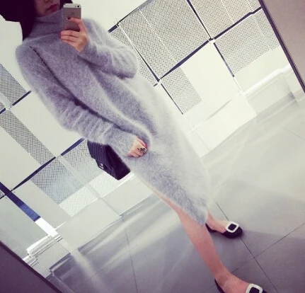 Новинка 2019 теплое плотное кашемировое пальто из натуральной норки водолазка