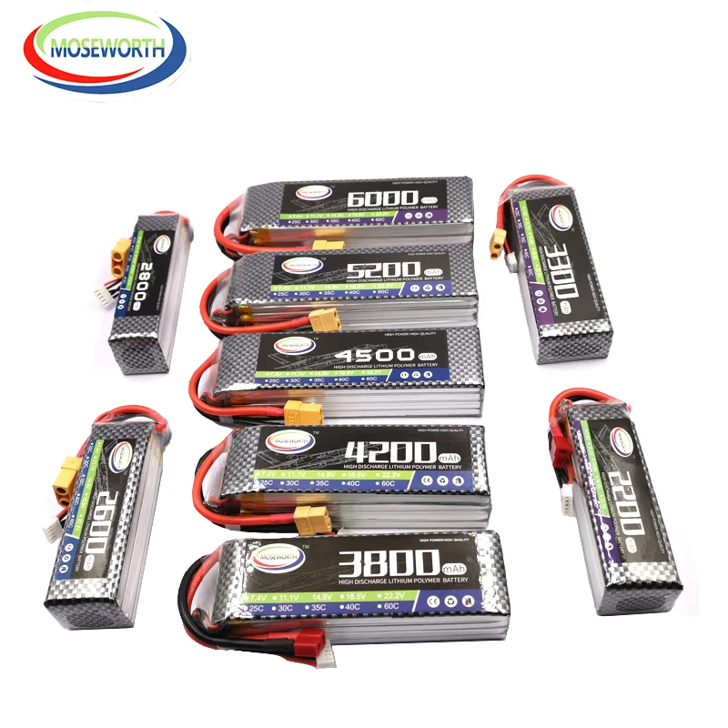 4S 14 8 V 1300 1800 2200 2600 3300 4500 5200 6000 мА/ч 30C 40C 60CCar LiPo Батарея для радиоуправляемый самолет