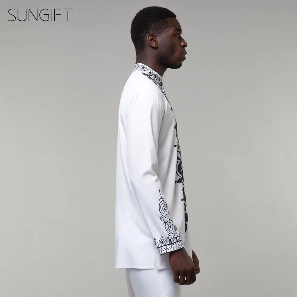 Мужская рубашка с длинным рукавом SUNGIFT Классическая в африканском стиле