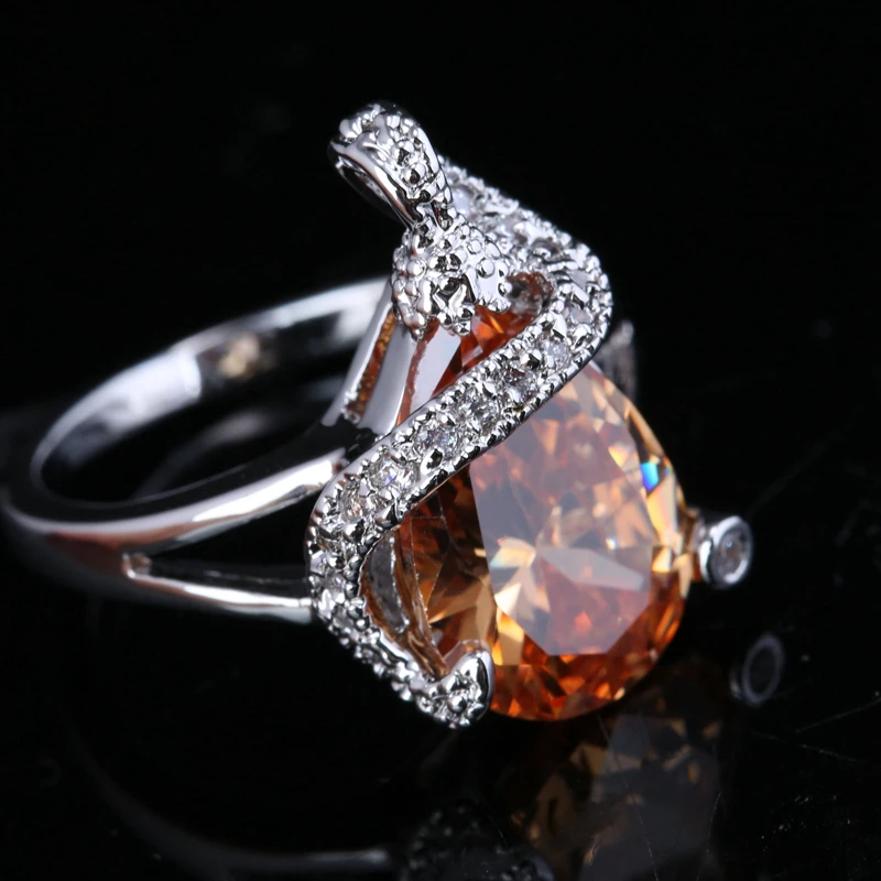 Сверкающие оранжевый Шампанское Morganite кубического циркония камни 925 стерлингов
