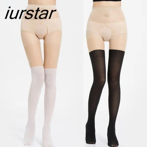 Колготки женские эротические с открытой промежностью колготки для ночного клуба сексуальные прозрачные Ложные высокие чулки колготки тонкие колготки