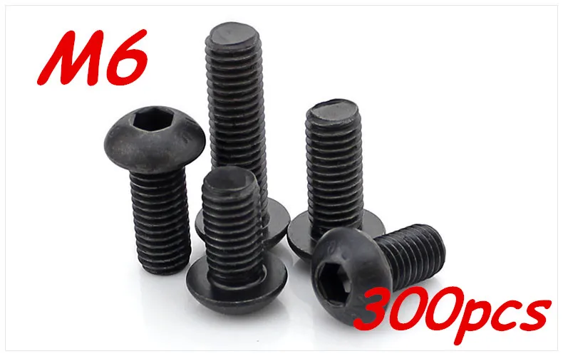 

300pcs/Lot Metric Thread M6*16/20/25/30mm 10.9 Grace Black Button Head Hex Socket Cap Screws Bolts