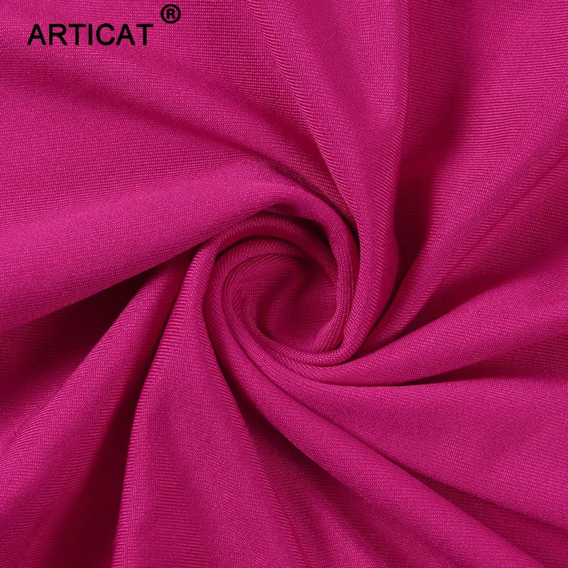 Articat, комплект из двух предметов, с рюшами, сексуальное летнее платье для женщин, на тонких бретелях, плиссированные, розовые, укороченные, вечерние Женское обтягивающее платье, короткое платье