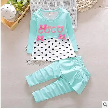 2017 Spring model of children's wear girl's suit han edition medium and small children false three-piece dot foreign tra | Детская