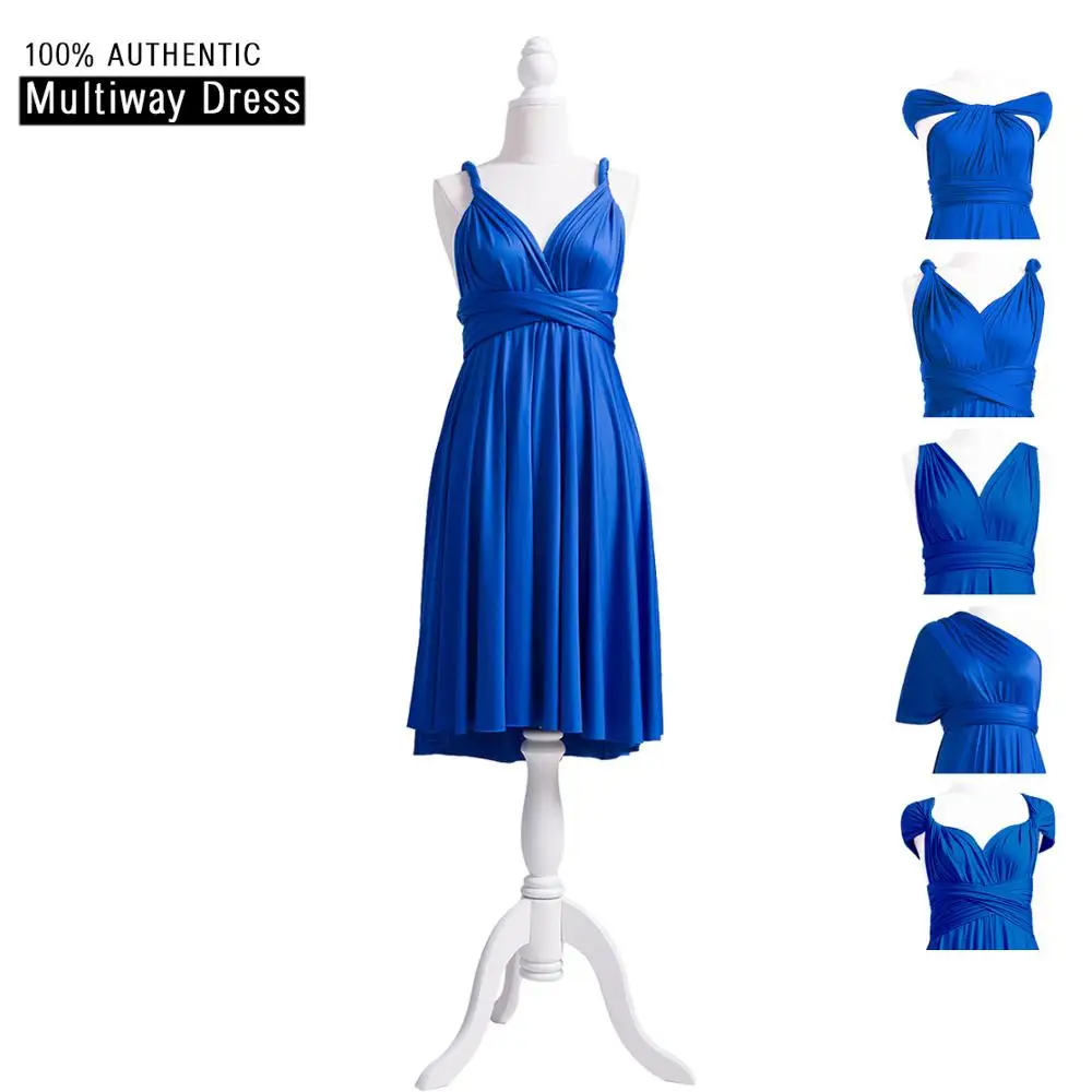 Royal Blue Платье подружки невесты в бургундском стиле, короткое длинное платье, вино, многоканальное платье, платье-трансформер с бретельками, с открытыми плечами - Цвет: Royal Blue