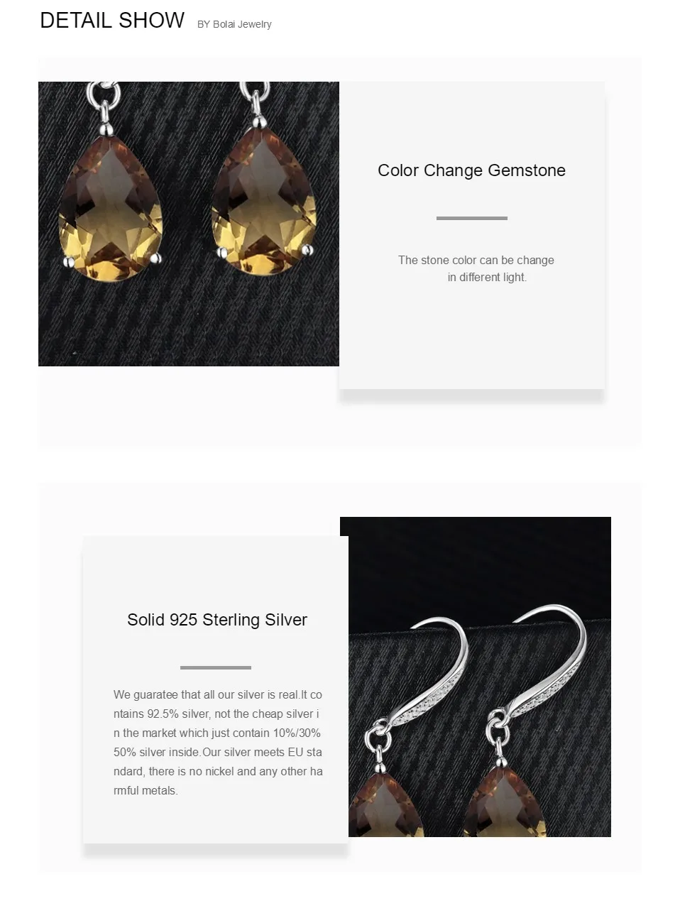 Bolai diaspore dangle earrings 925 sterling silver color change zultanite fine jewelry ear drop for women great gift
