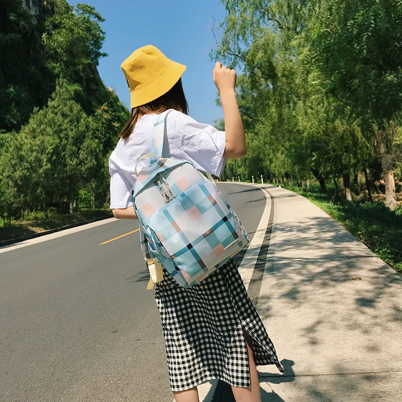 Hot2018New Корейская версия из CampusBackpack решетки Колледж для девочек школьная сумка.