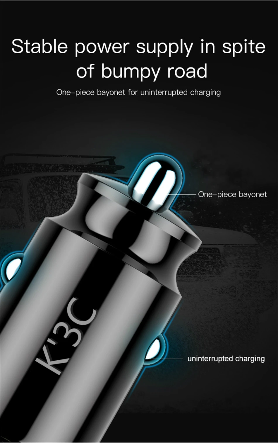K' 3C Mini USB Автомобильное зарядное устройство для iPhone X Xs Max 8 7 6 Xiaomi Redmi Note 7 Dual USB Автомобильное зарядное устройство для телефона