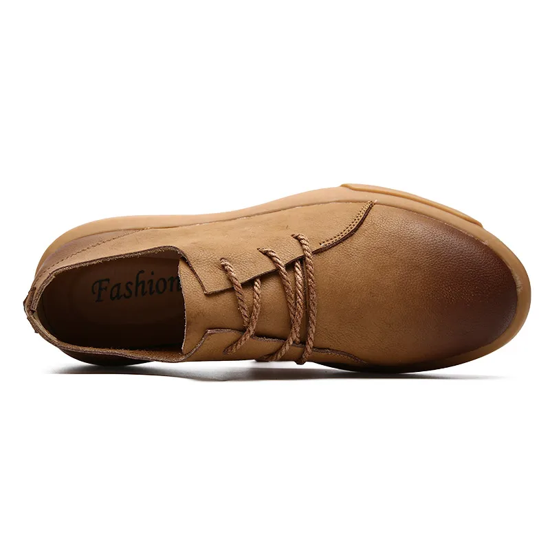 MVVT Comfortable Genuine Leather Men Shoes Quality Lace Up Casual leather Loafers Soft Flats Hot Sale Moccasins | Обувь