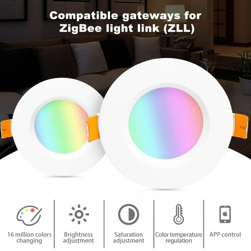ZIGBEE RGB CCT потолочный светильник протокол ZLL совместим с Hue Echo Plus напряжение 100 в 240 В 6 Вт