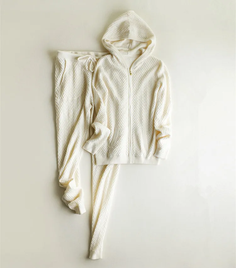 Женский трикотажный свитер с капюшоном из 100% козьего кашемира и твила костюмы