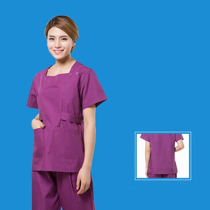 women purple U shape V-образным вырезом медицинские наборы для скраба хирургические халаты доктора медсестры униформа одежда рабочая одежда для больниц комбинезоны одежда лабораторные пальто и брюки - Цвет: women purple U shape