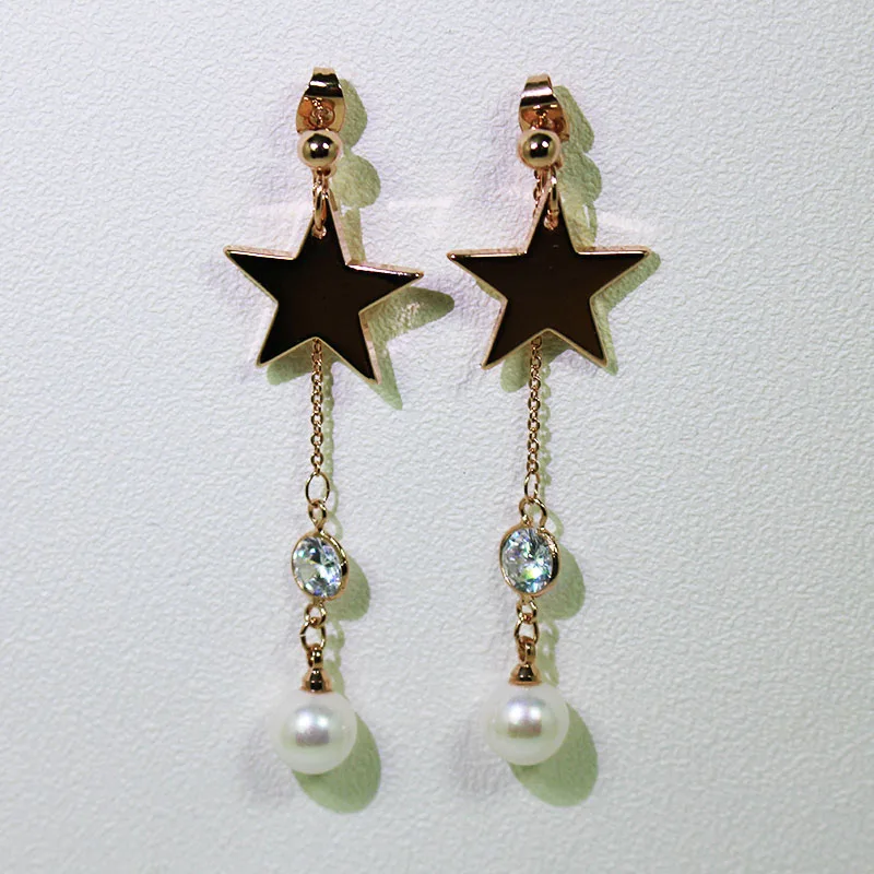 2017 мода Золотая Звезда серебряного цвета длинные висячие серьги цирконовая