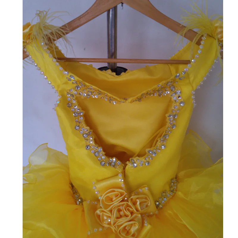 JIERUIZE желтые платья из органзы с открытыми плечами для девочек короткими цветами |