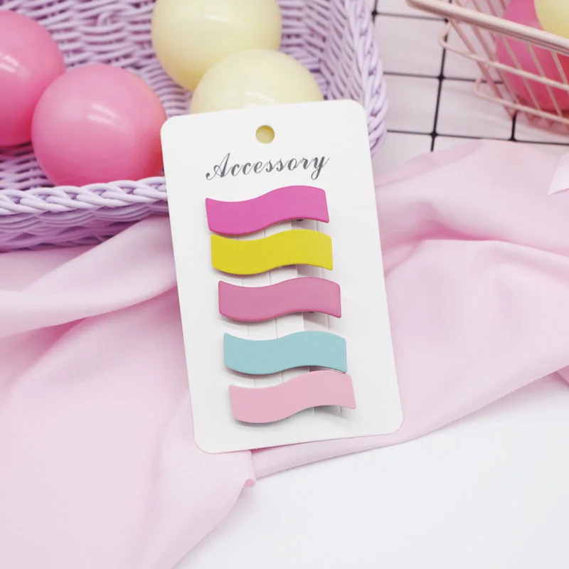 WPCZQVZA 5Pcs/Set Macaron Color Girls Bow Tie Hair Clips Children Cute Pins Hot Sales Accessories For Birthday Gift | Детская одежда и