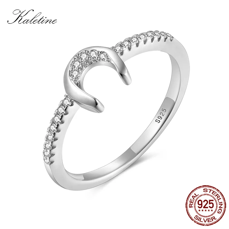 White gold color RSZY1067 Мода 925 стерлингового серебра Серебро розового золота тон Bling CZ Подкова U небольшой безымянный палец для девушка - Цвет основного камня: White gold color