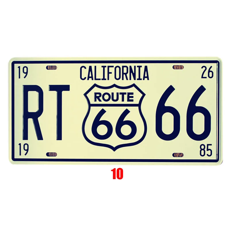 Номер машины, металлическая пластина, Ретро стиль, США, Декор, Route 66, Оловянная вывеска, бар, паб, гараж, металлические вывески, декоративная металлическая доска, 15x30 см - Цвет: 10