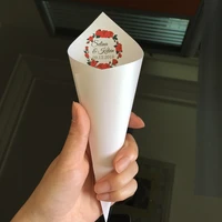 25 personalized wedding confetti cones ivory pearly paper custom name red rose petal tossing cones do it yourself for guests