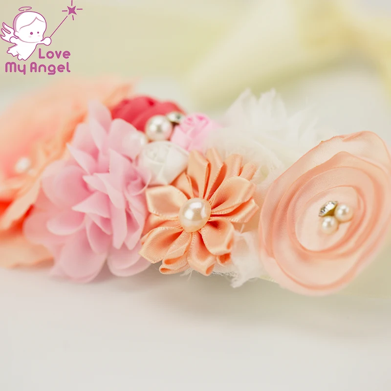 10 шт./лот винтажный коралловый персиковый свадебный пояс с цветами для девушки