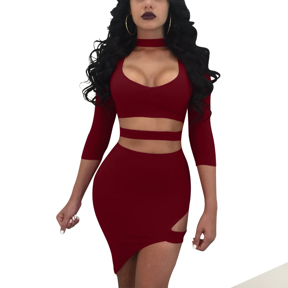 Сексуальное женское летнее платье с вырезами облегающее однотонное мини-платье |