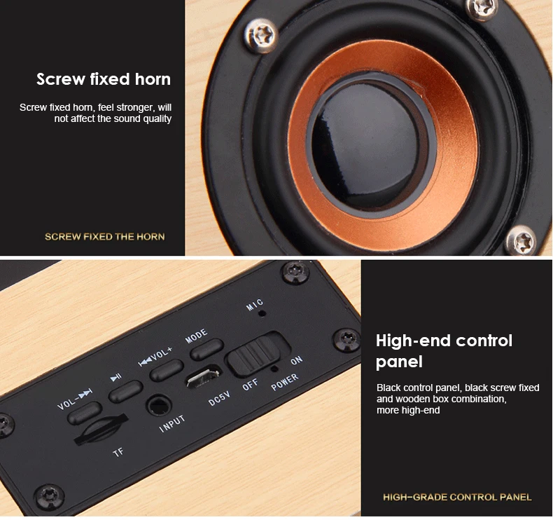 Casaland Деревянный беспроводной Bluetooth динамик портативный hifi аудио Suppor TF карты Aux бас стерео музыка сабвуфер для ПК Iphone