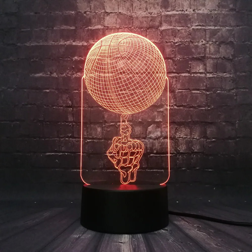 Новинка, спортивное украшение, 3D USB светодиодный светильник, средняя фигура, игра в баскетбол, 7 цветов, меняющий светильник, классные игрушки для спальни, подарок
