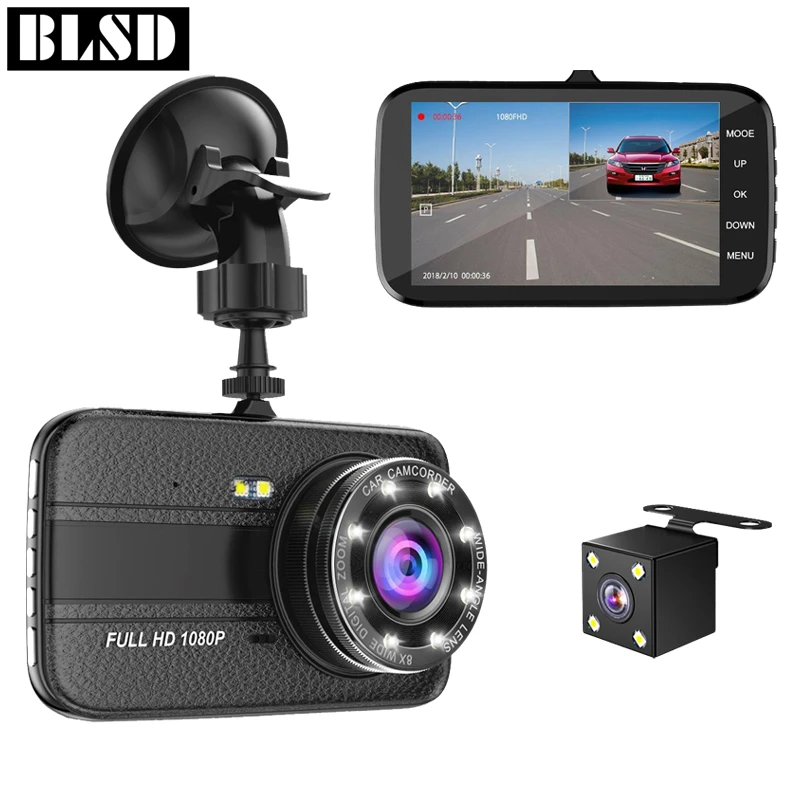 Автомобильный видеорегистратор Wetowe X1 с двумя объективами IPS 4 0 &quotFull HD 1296 P