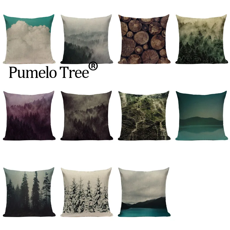 Наволочка из льняной хлопчатобумажной ткани с изображением снега и волн|pillow case