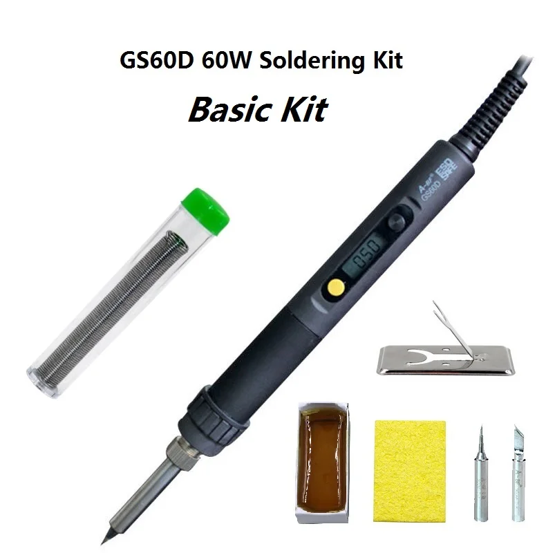 GS60D 60W Basic Kit Паяльник A-BF GS60D GS90D GS110D ЖК-дисплей регулируемая температура Электрический паяльник Комплект Великобритания штекер - Цвет: GS60D 60W Basic Kit