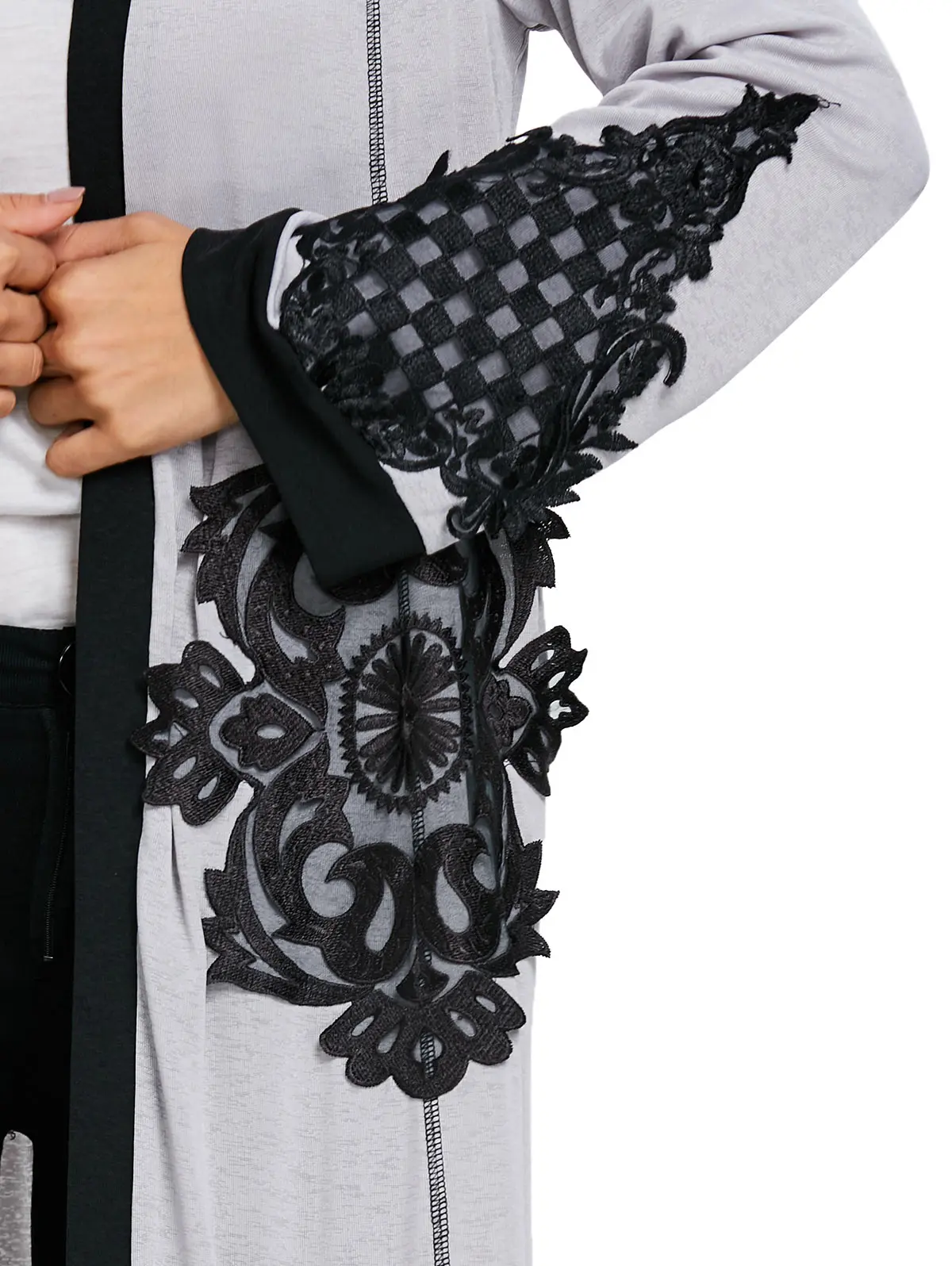 Женское длинное пальто VESTLINDA повседневный Тренч с кружевной вставкой спереди