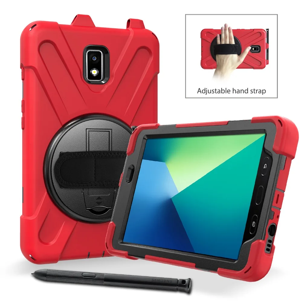 Для samsung Galaxy Tab Active 2 8,0 SM-T390/T395 чехол для планшета силиконовый+ PC жесткий чехол с подставкой на запястье+ плечевой ремень