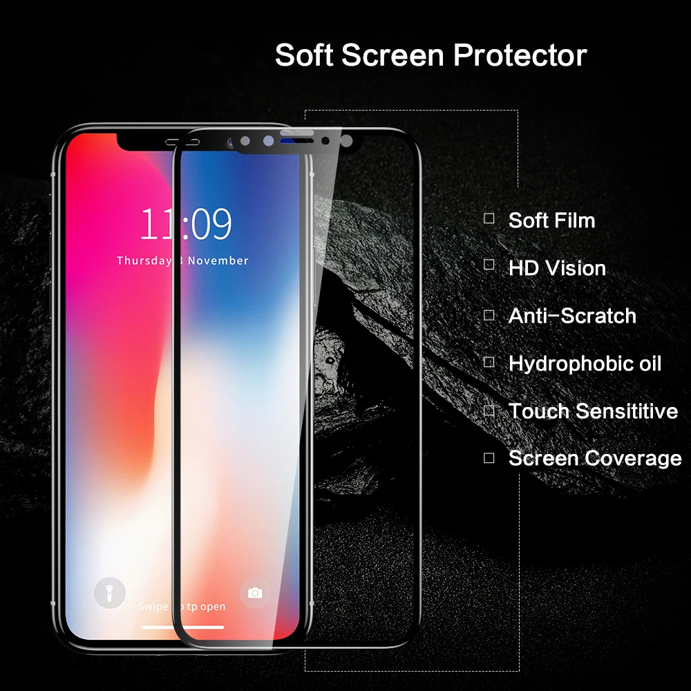 Полный охват край мягкой Экран протекторы для iPhone X 10 Ультра Тонкий HD Ясно
