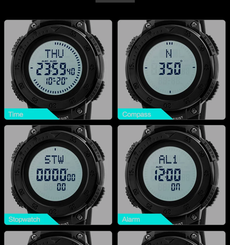 SKMEI уличные спортивные часы мужские часы с обратным отсчетом Chrono Alarm Compass водонепроницаемые Модные цифровые наручные часы Relogio Masculino