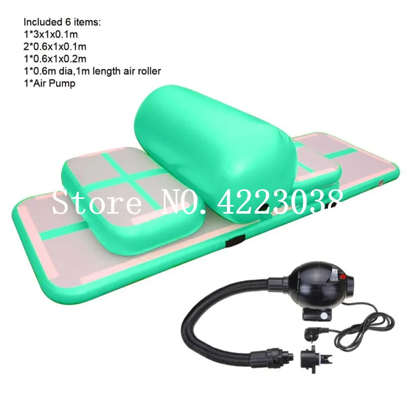 Продажа Бесплатная доставка, набор (4 воздушных гусеницы + 1 ролик + 1 насос), надувной коврик для акробатики, набор для тренировок для домашнего исполь...