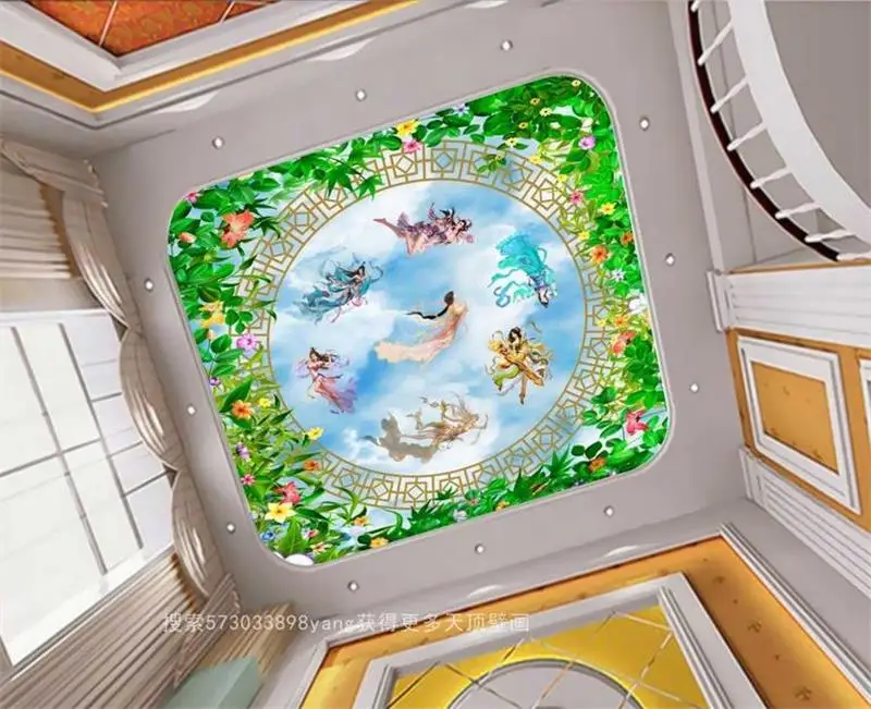 3d фото обои на заказ комнаты потолок росписи нетканые Семь Феи и цветок живопись
