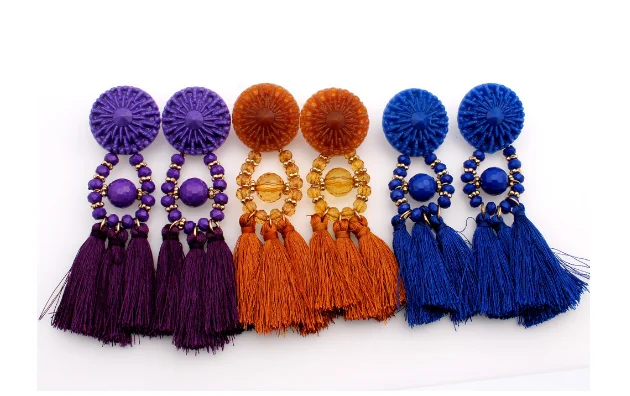 2018 Brincos Женский Бренд Boho висячие серьги с бахромой винтажные этнические
