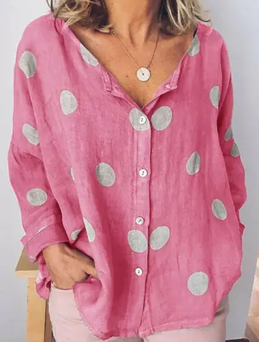 Женская Свободная блузка из хлопка и льна мешковатые топы с v образным вырезом