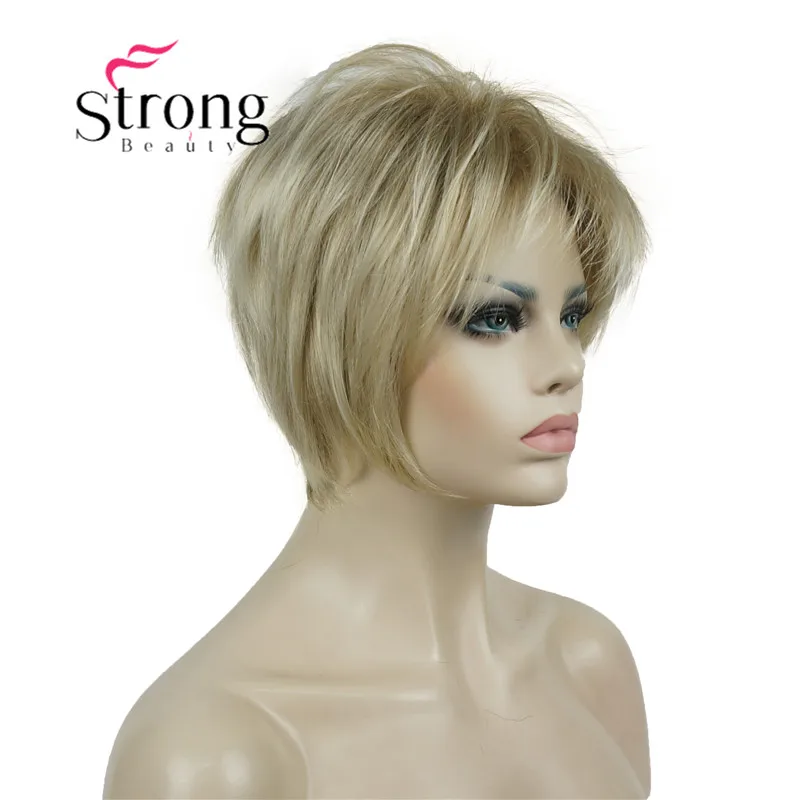 StrongBeauty короткий слоистый блондин Толстый Пушистый полный синтетический парик Тепло ОК