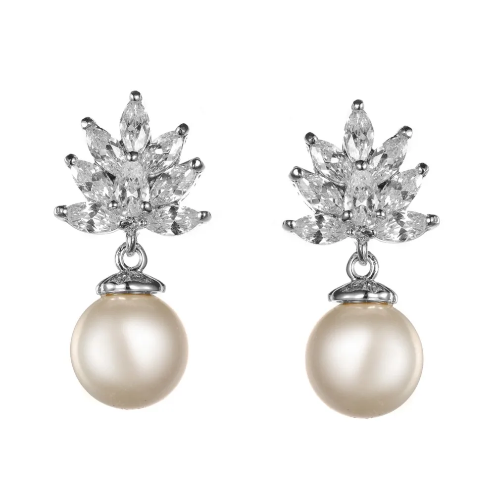 KIVN Womens Fashion Jewelry Dangle CZ Cubic Zirconia Wedding Bridal Simulated Pearl Earrings Birthday Christmas Mothers Gifts | Украшения и