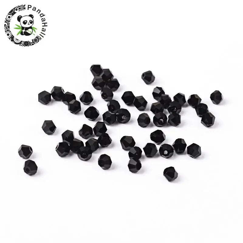 

Imitation Crystallized Glass Beads, Transparent, Faceted, Bicone, Black, 4x3.5mm, Hole: 1mm about 720pcs/bag