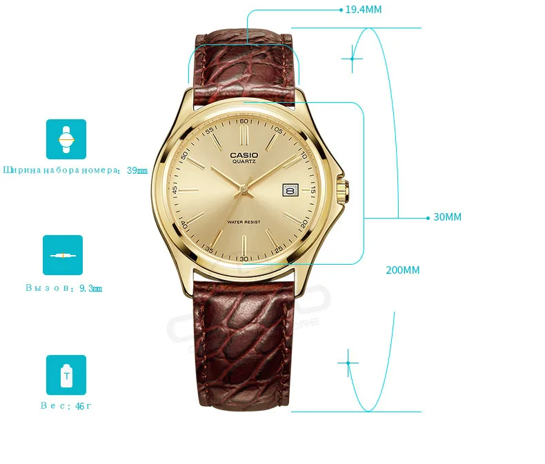 Casio лучший бренд роскошных часов Genuin золота кварцевые Для мужчин наручные часы Relogio masculino Таблица Casio классический MTP-1183Q-9A