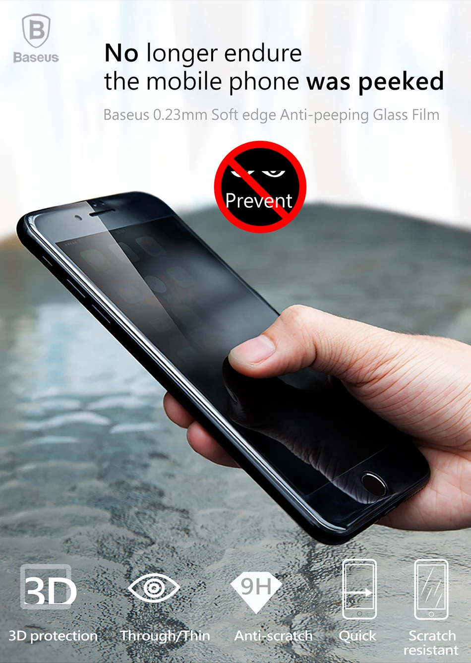 Baseus 3D Защита экрана для iPhone 7 7 Plus анти шпион конфиденциальности Защитное стекло для iPhone 8 8 Plus закаленное стекло Filme