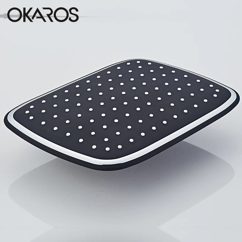 OKAROS черная пластиковая ABS ультра тонкая Большая насадка для душа с дождевой насадкой+ насадка для душа для ванной комнаты, ручная насадка для душа высокого давления, набор