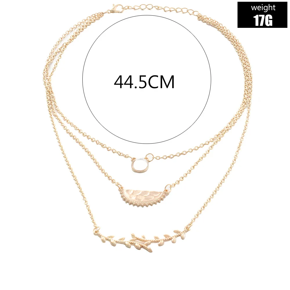 2019 New Popular Multlayered Metallic Plants Leaf Geometric Semicircle Stone Pendant Necklaces for Women Bohemian Jewelry | Украшения и
