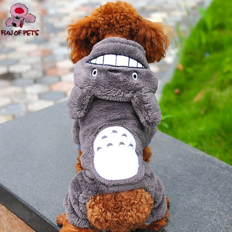 2017 высокое качество флис серый тоторо теплый с капюшоном костюм собачий