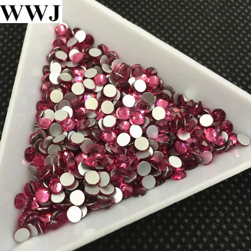 Розовый красный цвет без горячей фиксации 2028 с плоской задней частью со стразами