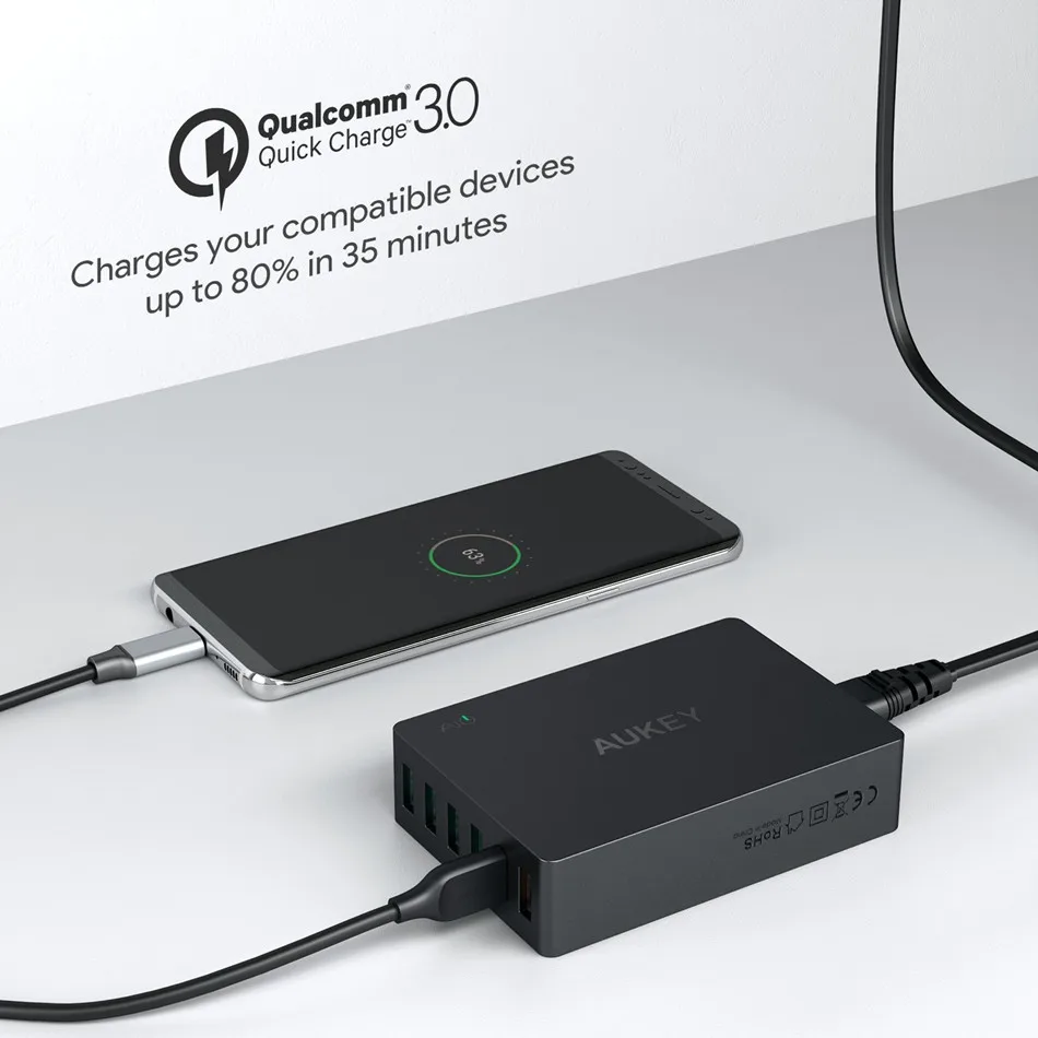 AUKEY Quick Charge 3 0 Мобильный телефон Зарядное устройство USB Wall быстрой зарядки для iPhone X