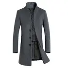 Новое зимнее шерстяное пальто MISSKY, мужские длинные шерстяные пальто для отдыха, мужские однотонные повседневные куртки, Мужское пальто